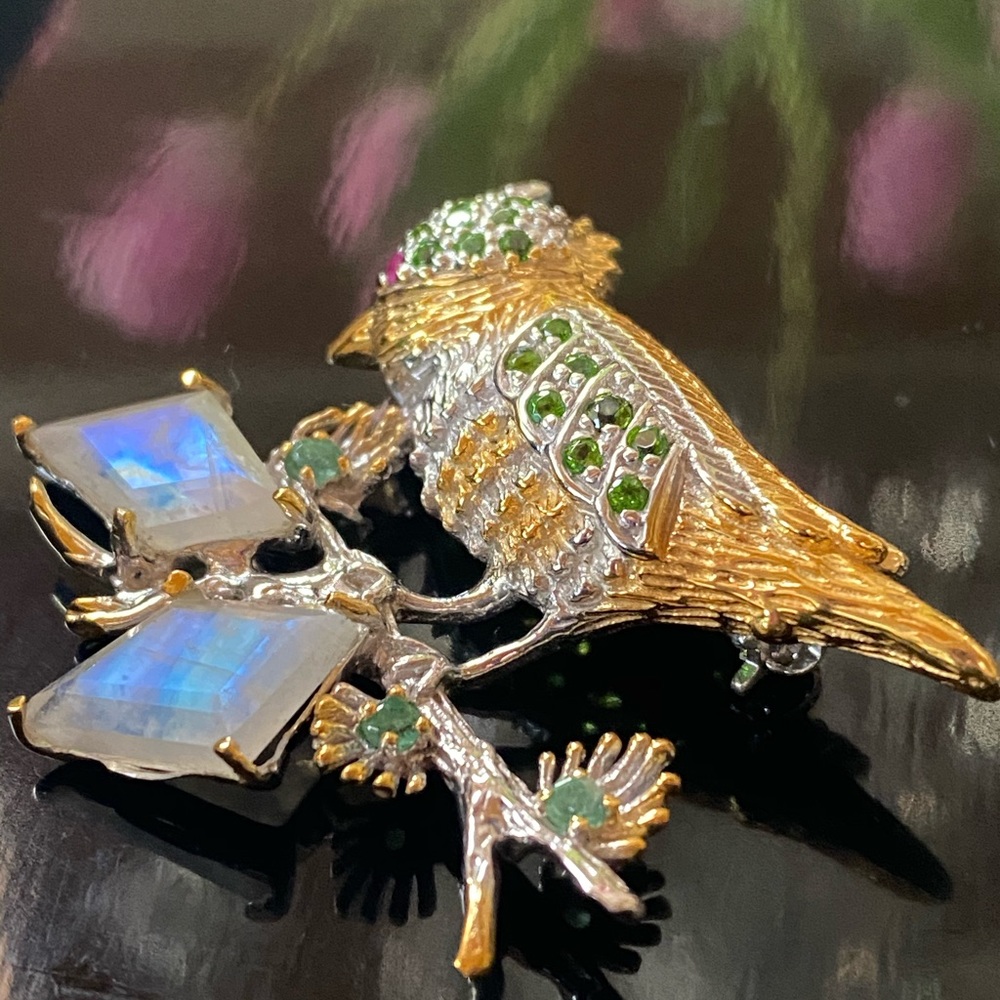 Masterpiece Brooch Moonstone Emerald Ruby Cd - image 3